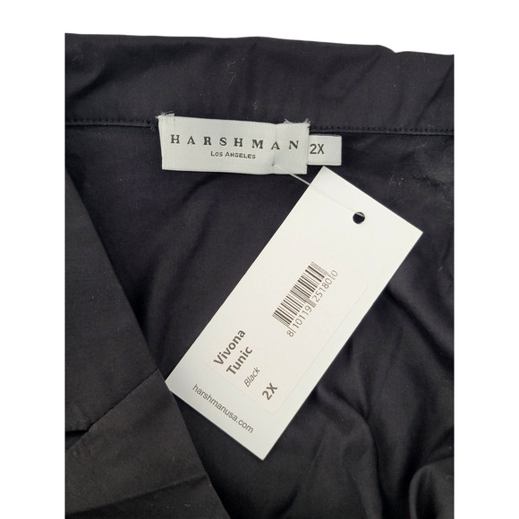 Harshman Vivona 2X Tunic Blouse Black Ruffle‎ Sleeve Cotton Top - Picture 4 of 8